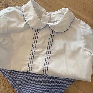 Eliza James Kids Matching Pant Set with Blue Trim and Gingham Details